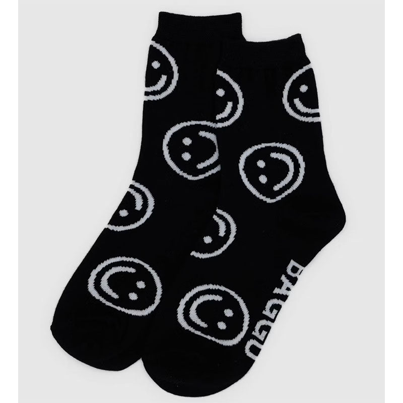 Baggu Crew Socks - Black Happy