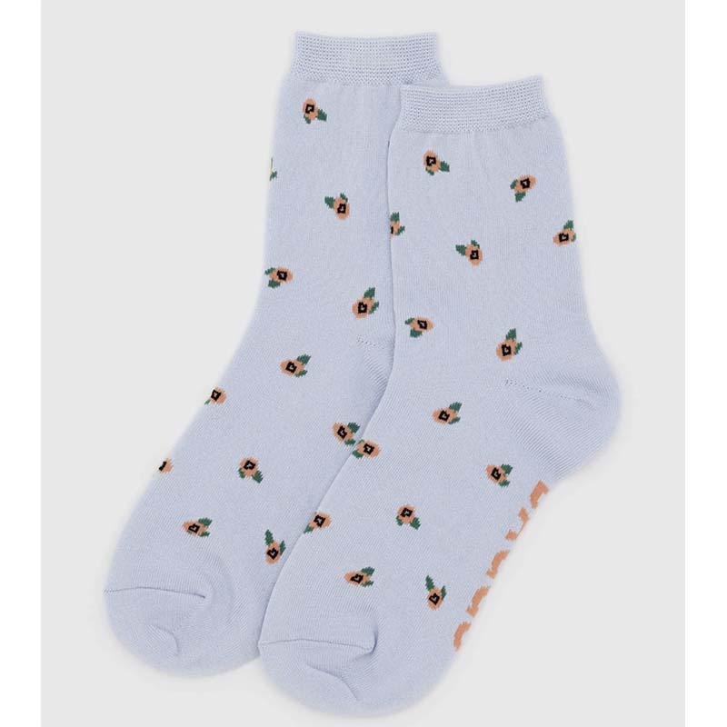 Baggu Crew Socks - Blue Rosette