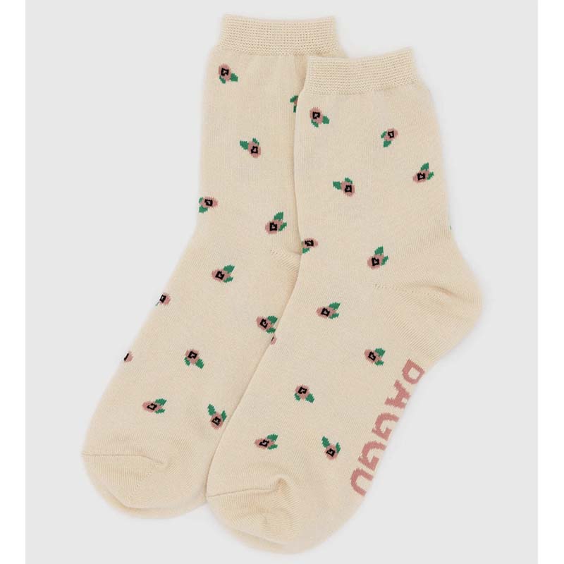 Baggu Crew Socks - Cream Rosette