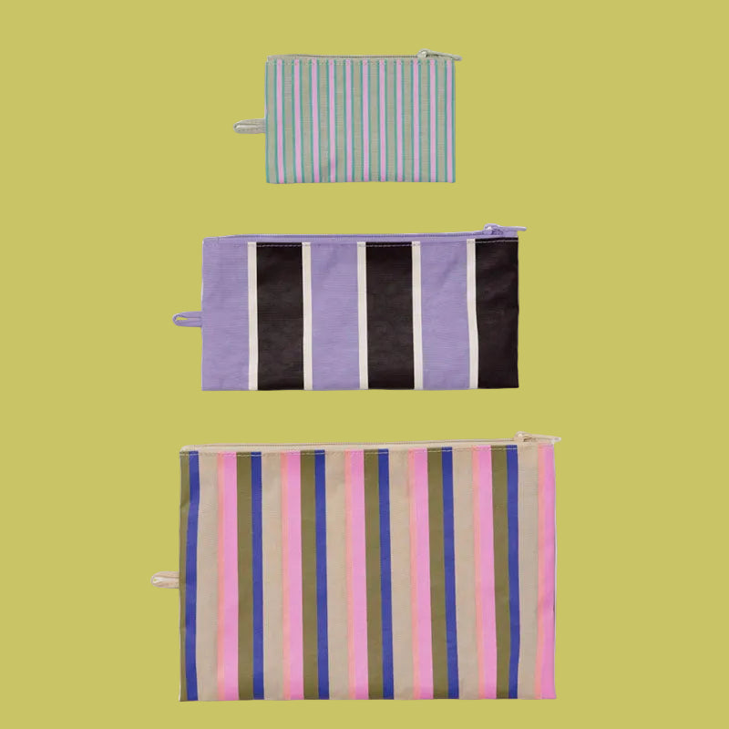 Baggu Flat Pouch Set - Candy Shop Stripes