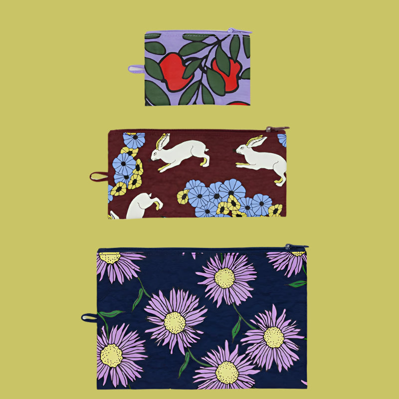 Baggu Flat Pouch Set in Fancy Animals main image 1
