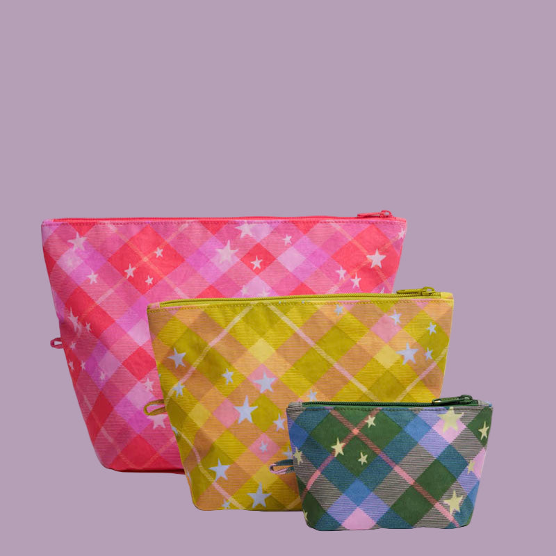 Baggu Go Pouch Set - Star Plaid