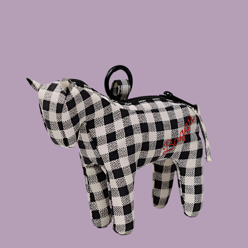 Baggu Horse Charm Black + White Gingham