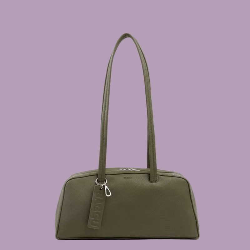 Baggu Leather Bowler Bag - Loden