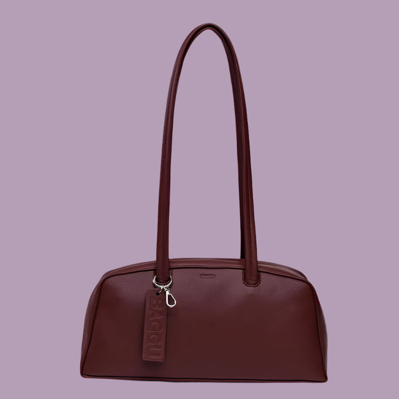 Baggu Leather Bowler Bag Mahogany