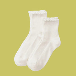 Baggu Lettuce Edge Socks - Set of 2 White