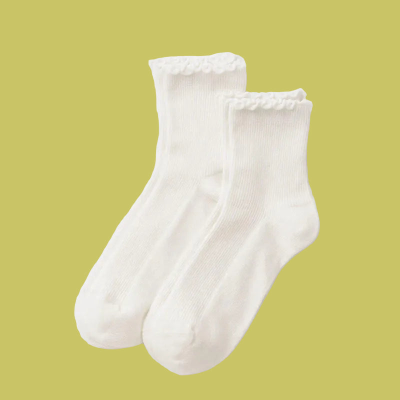 Baggu Lettuce Edge Socks - Set of 2 White