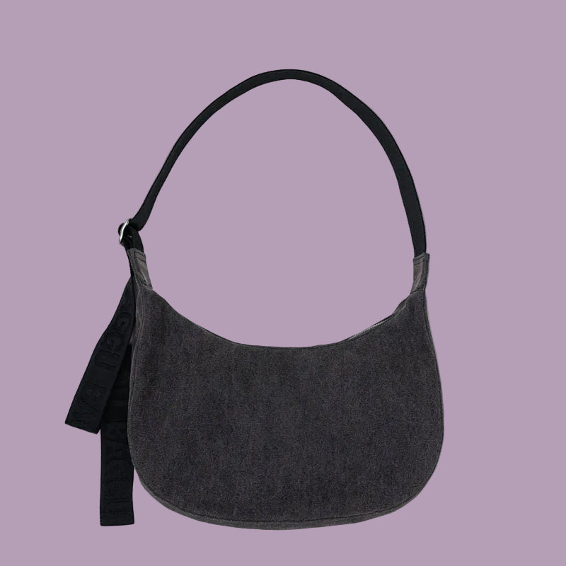 Baggu Medium Nylon Crescent Bag - Washed Black Denim