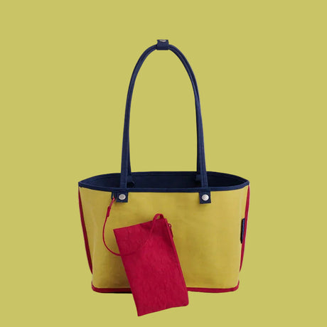 Baggu Medium Nylon Reversible Tote Navy Yellow