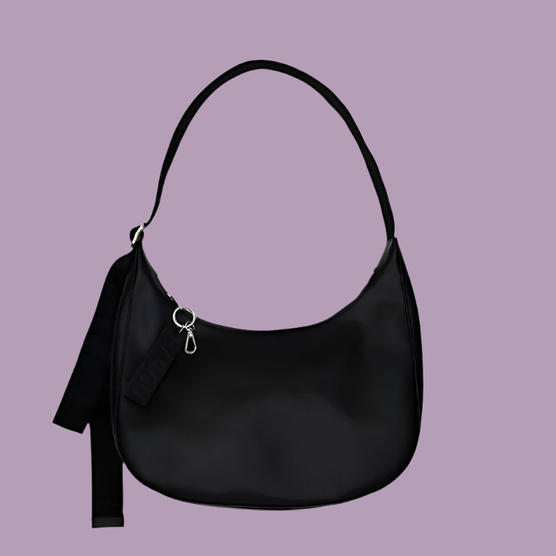 Baggu Medium Recycled Leather Crescent Bag - Black