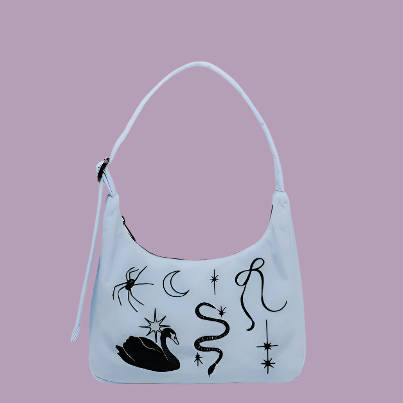 Baggu Mini Nylon Shoulder Bag - Embroidered Ballet Icons
