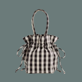 Baggu Nylon Drawstring Bag - Black Cream Gingham