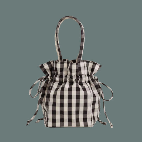 Baggu Nylon Drawstring Bag - Black Cream Gingham