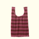 Baggu Pleated Bag - Azalea Pink Tartan