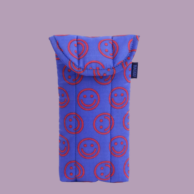 Baggu Puffy Glasses Sleeve Mini Cobalt Happy