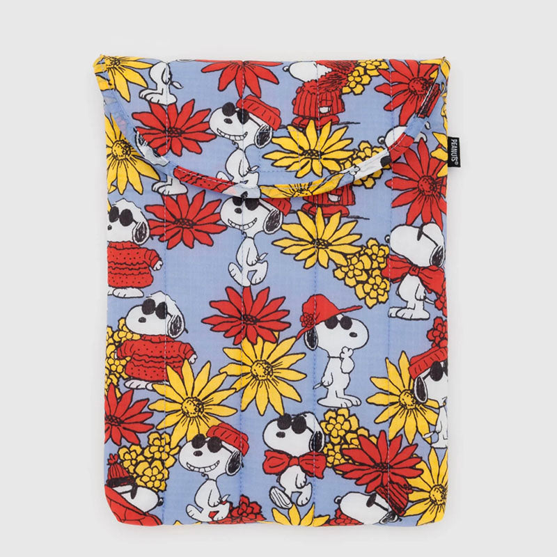 Baggu Puffy Laptop Bag - Floral Snoopy