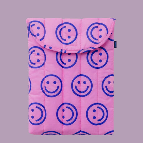 Baggu Puffy Laptop Bag Pop Pink Happy