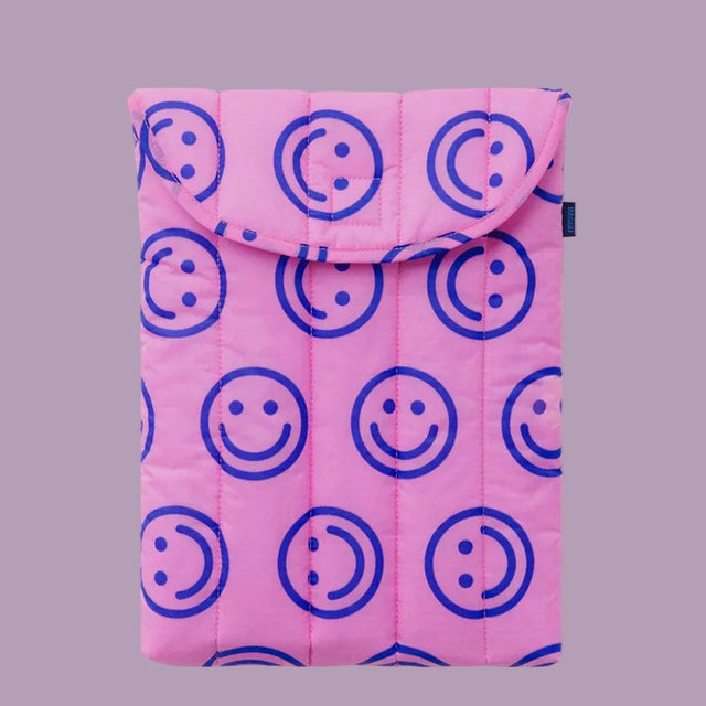 Baggu Puffy Laptop Bag Pop Pink Happy