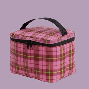 Baggu Puffy Lunch Bag - Azalea Pink Tartan