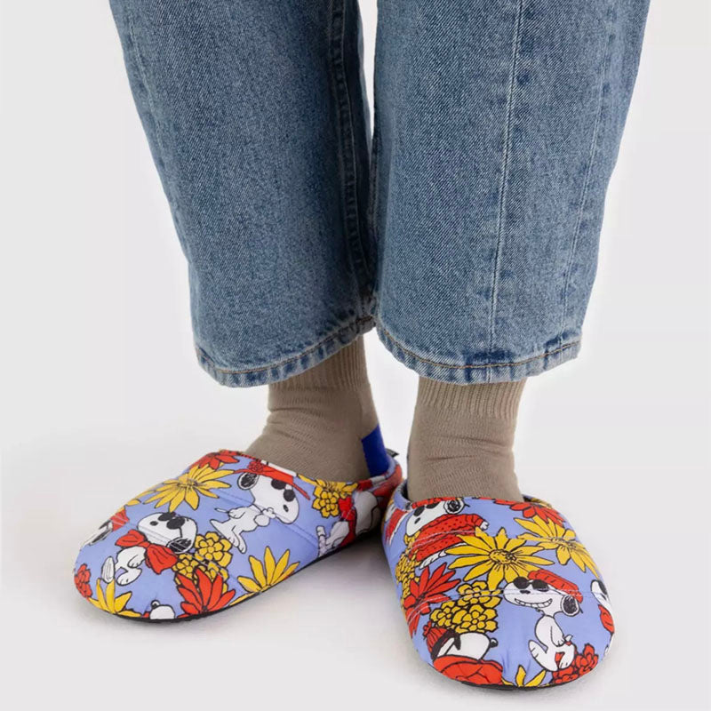 Baggu Puffy Slippers Floral Snoopy