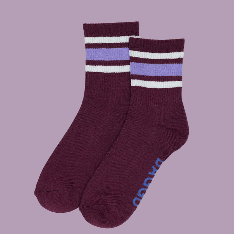 Baggu Ribbed Sock Mahogany Stripe