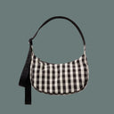 Baggu Small Nylon Crescent Bag Black Cream Gingham