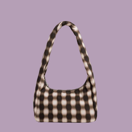 Baggu Small Nylon Meringue Bag Blurred Gingham Brown