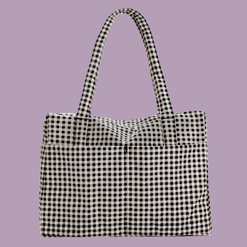 Baggu Cloud Carry-On Bag Black + White Gingham