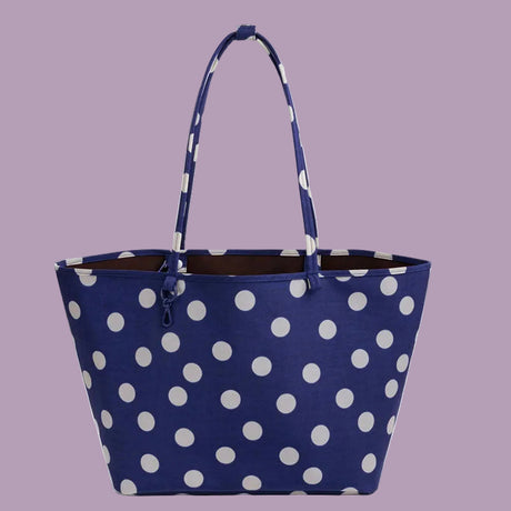 Baggu Large Nylon Reversible Tote Navy Polkadots