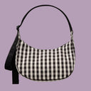 Baggu Medium Nylon Crescent Bag Black Cream Gingham