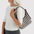 Baggu Mini Nylon Shoulder Bag Black Cream Gingham