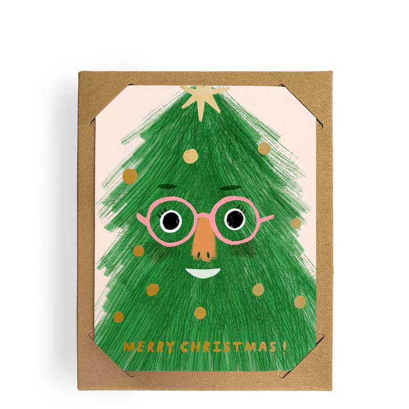 Carolyn Suzuki Boxed Christmas Card Set - Fir Face