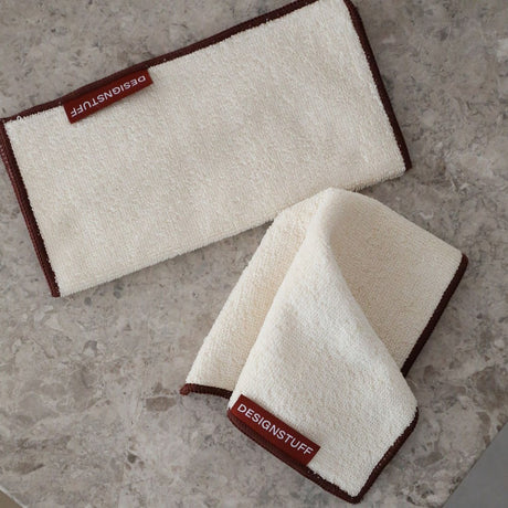 DESIGNSTUFF ETTA Hemp Marle Scourer & Bamboo Dishcloth - Set of 2 Cream/Brick