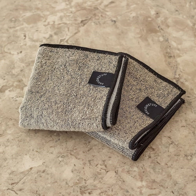 DESIGNSTUFF ETTA Hemp Marle Scourer & Bamboo Dishcloth - Set of 2 Black