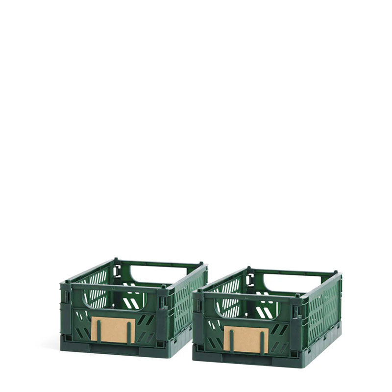 DESIGNSTUFF Slant Collapsible Crate - Small (Set of 2) Deep Green