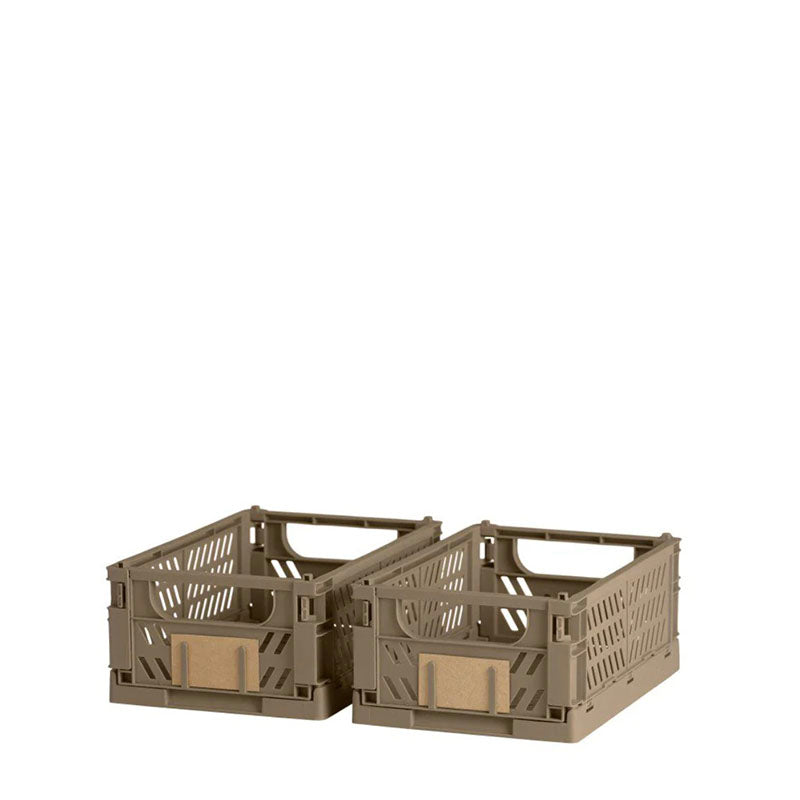 DESIGNSTUFF Slant Collapsible Crate - Small (Set of 2) Taupe