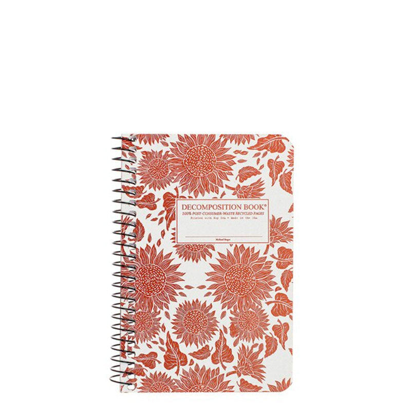 Decomposition Book Spiral Pocket Notebook Sunflowers