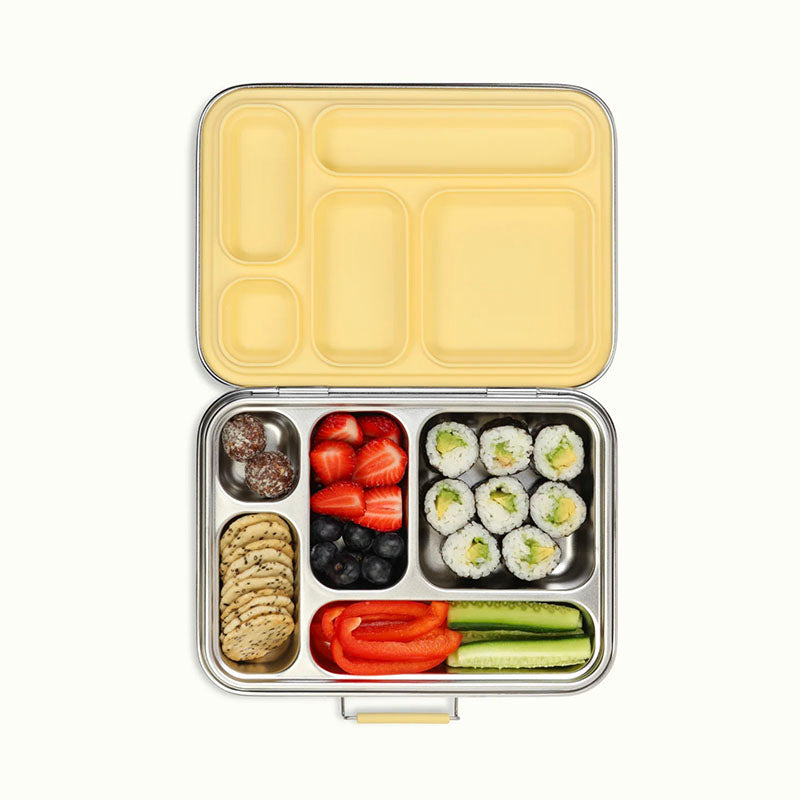 Ever Eco Stainless Steel 5 Compartment Bento Lunchbox Buttercup Yellow
