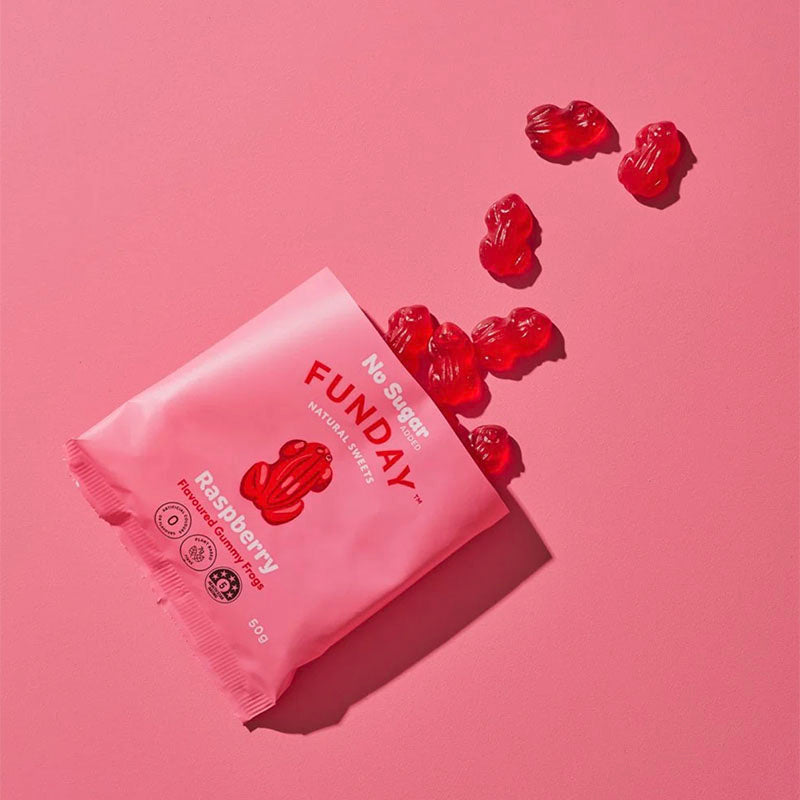 FUNDAY Natural Sweets - Raspberry Gummy Frogs Geelong stockists