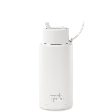 Frank Green Ceramic Reusable Bottle (1 litre) - Straw Lid Cloud White