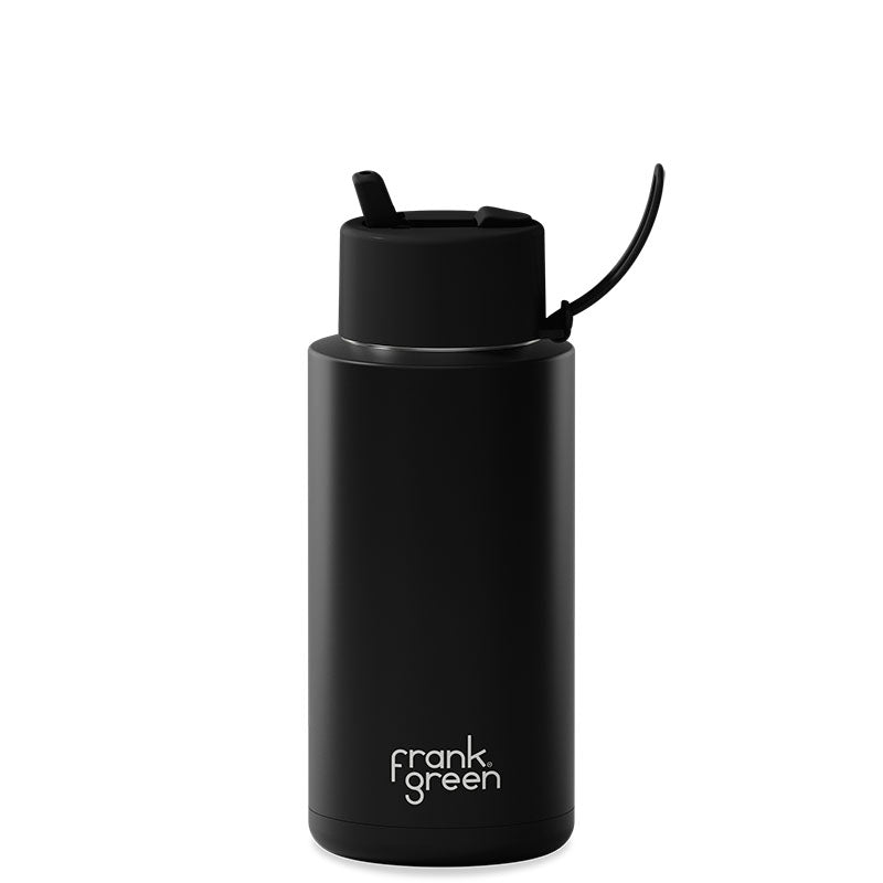 Frank Green Ceramic Reusable Bottle (1 litre) - Straw Lid Black