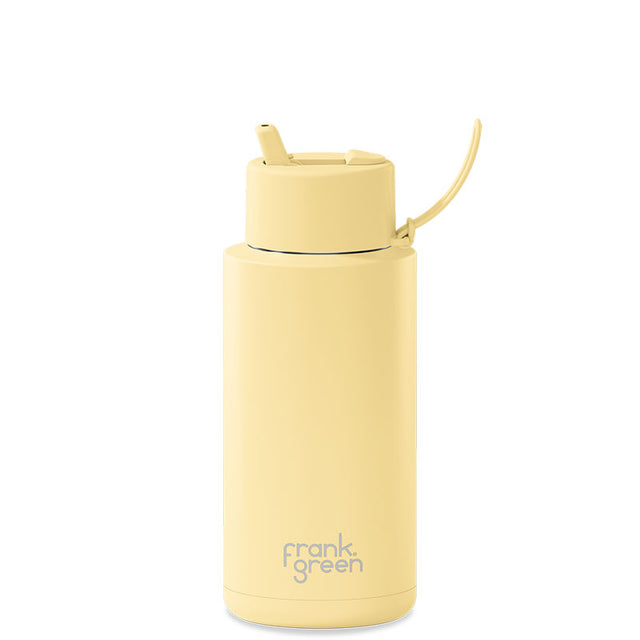 Frank Green Ceramic Reusable Bottle (1 litre) - Straw Lid Buttermilk