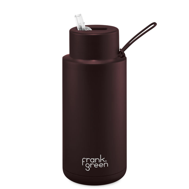 Frank Green Ceramic Reusable Bottle (1 litre) - Straw Lid Chocolate