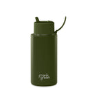 Frank Green Ceramic Reusable Bottle (1 litre) - Straw Lid Khaki