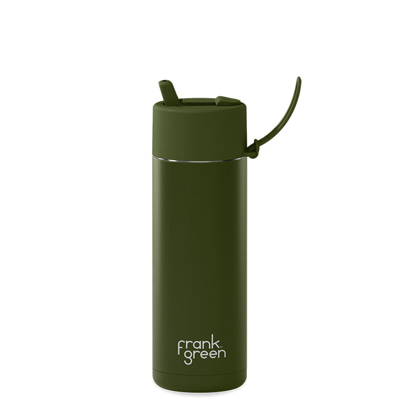 Frank Green Ceramic Reusable Bottle (595ml) Straw Lid Khaki