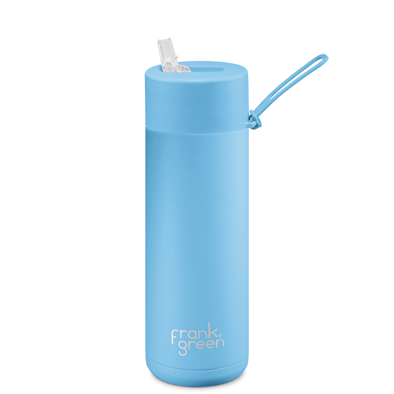 Frank Green Ceramic Reusable Bottle (595ml) Straw Lid Sky Blue