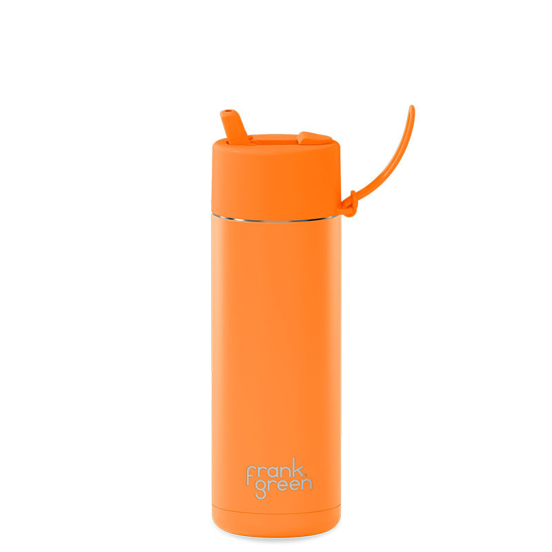Frank Green NEON Ceramic Reusable Bottle - Straw Lid Neon Orange