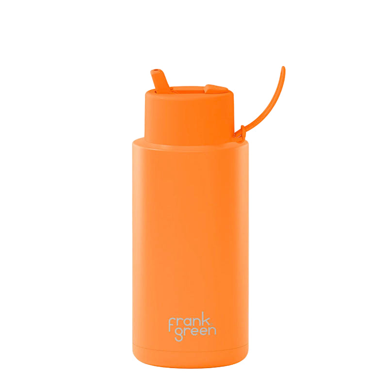 Frank Green NEON Orange Ceramic Reusable Bottle - Straw Lid