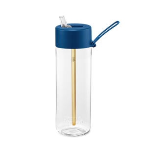 Frank Green Original Clear Reusable Bottle with Straw Lid - Deep Ocean Blue
