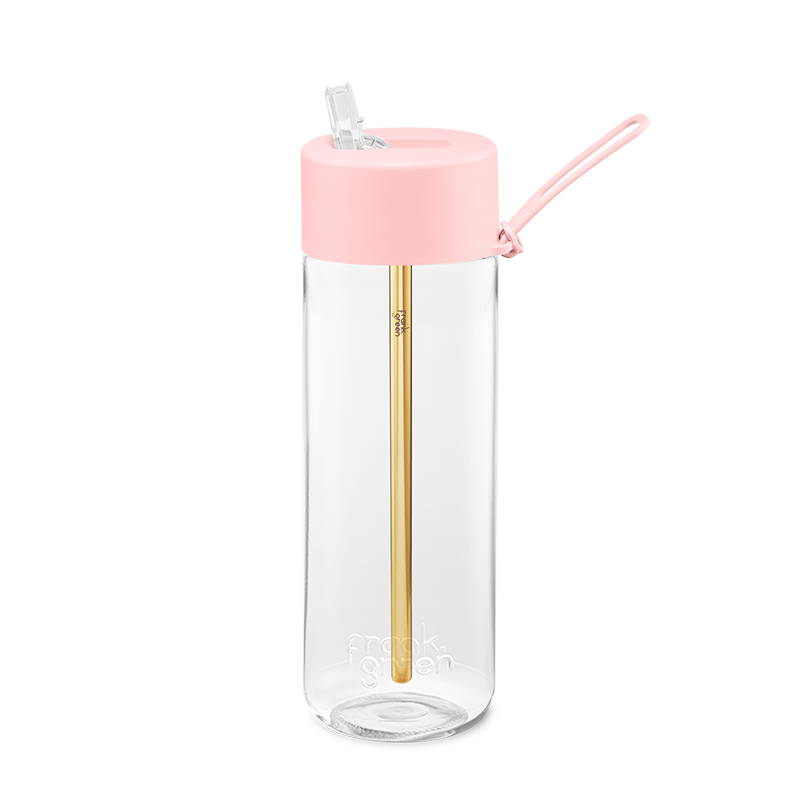 Frank Green Original Clear Reusable Bottle with Straw Lid - Blush Pink